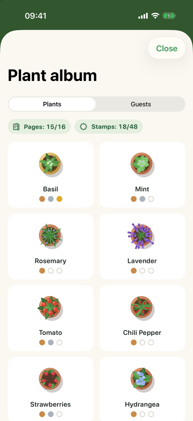 The plant album with pages and harvest stamps