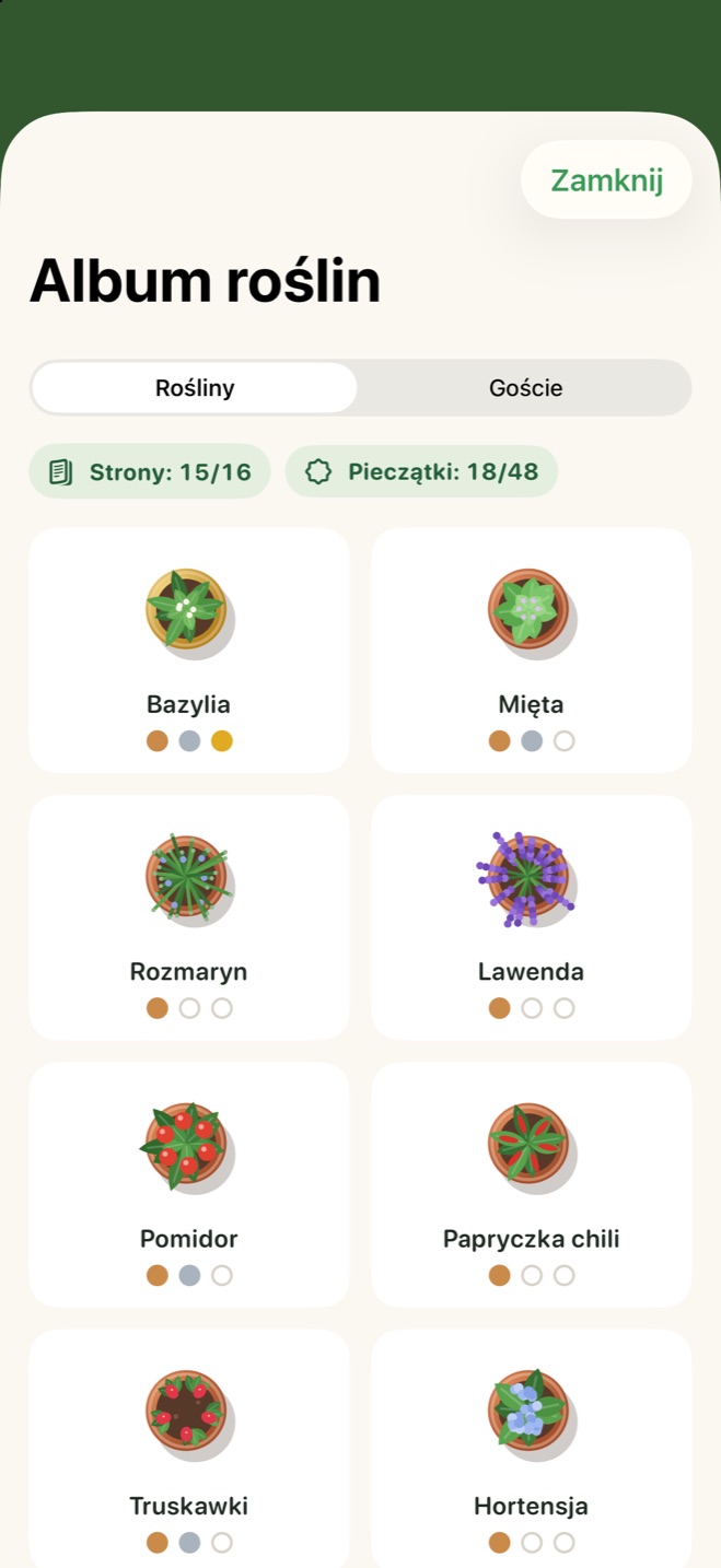 Album roślin ze stronami i pieczątkami za zbiory